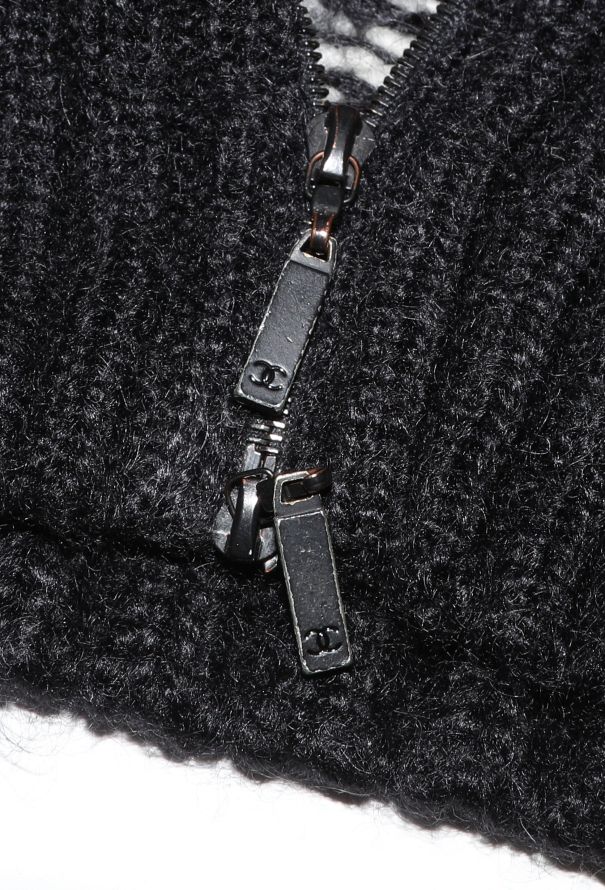 Chanel Chevron Ribbed Mohair Cardigan - 8