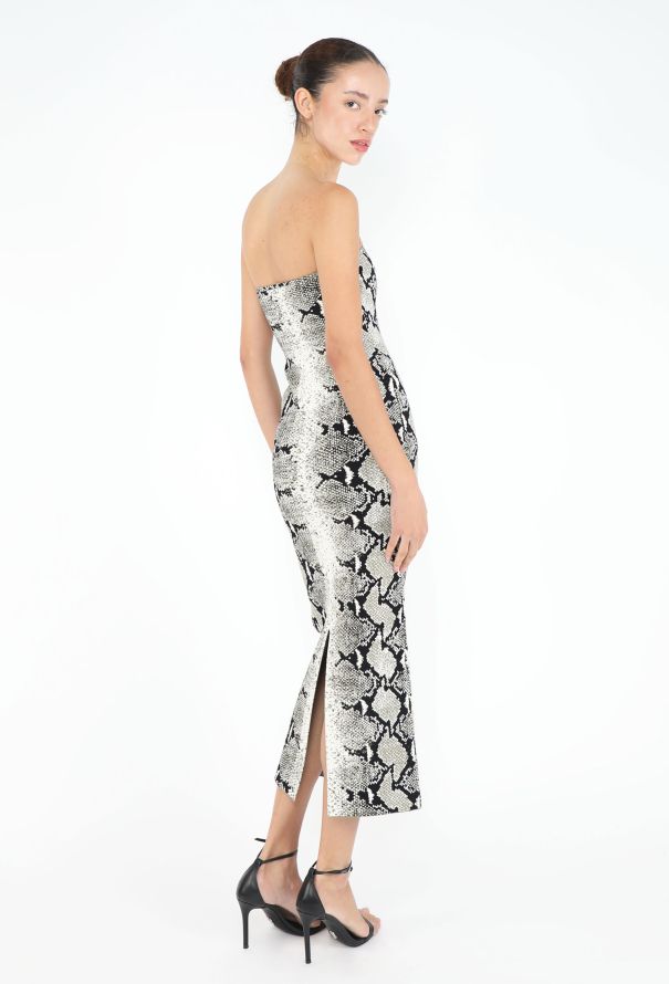 Khaite 2023 Roccia Snake Print Bodycon Dress - 3