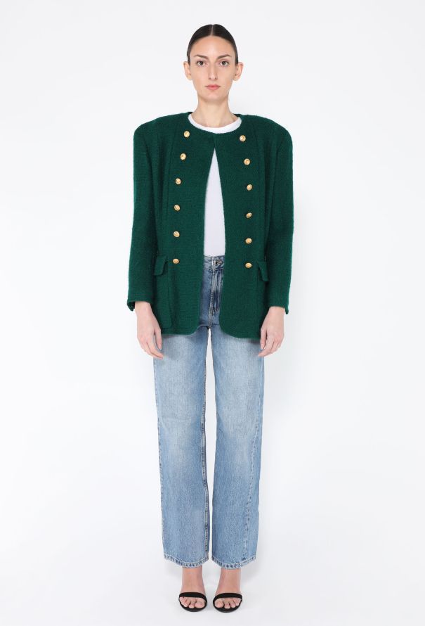 Chanel F/W 1988 Wool Tweed Double Breasted Blazer - 5