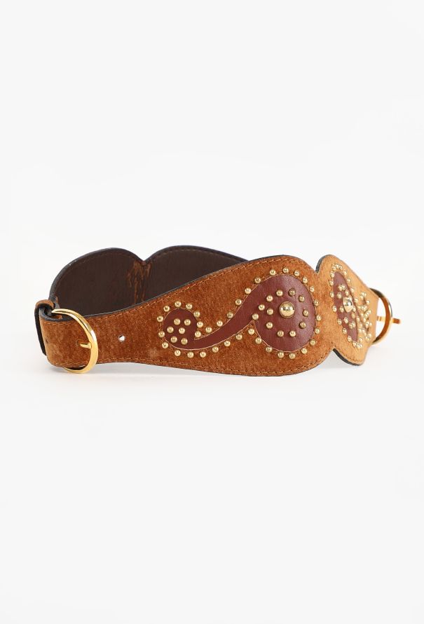 Saint Laurent Studded Suede Belt, Attributed to 1990s YSL - 2