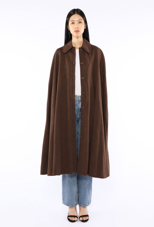 Saint Laurent Woven Wool Twill Cape, 1970s - 5