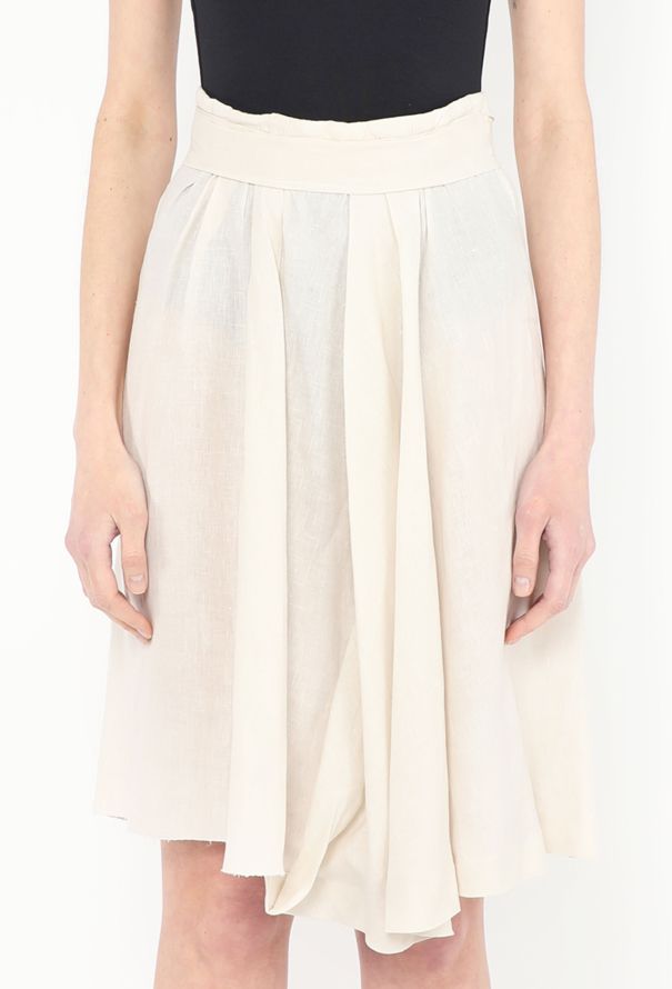 Prada Ruffled Linen Belted Skirt - 4