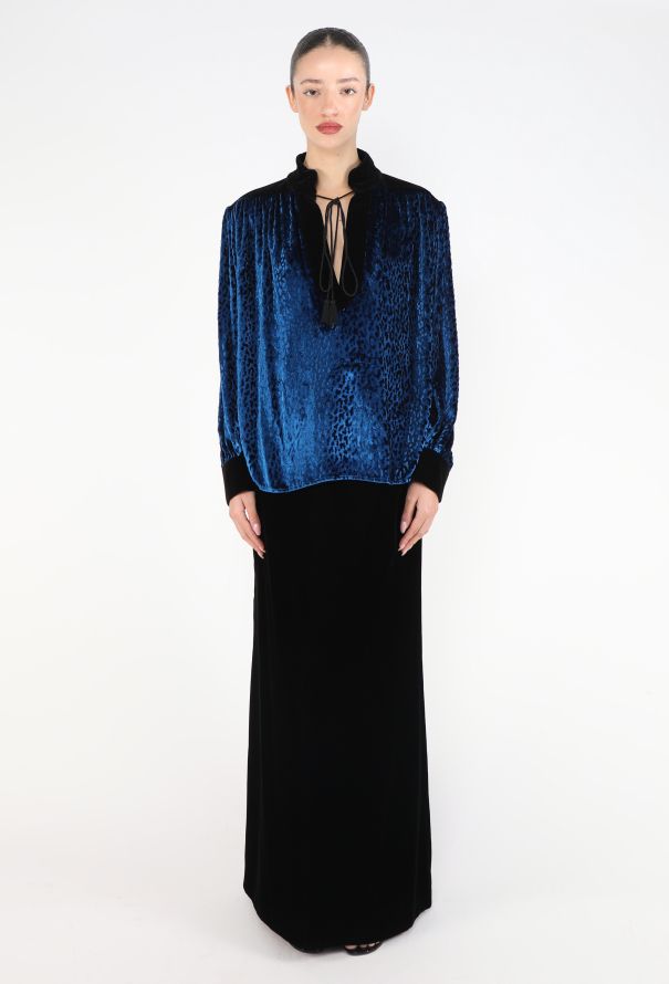 Saint Laurent RARE F/W 1986 Devoré Lavallière Blouse - 3