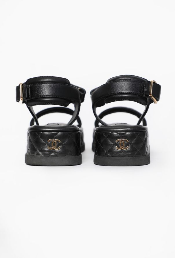Chanel Quilted Leather 'CC' Sandals, 2022 - 3