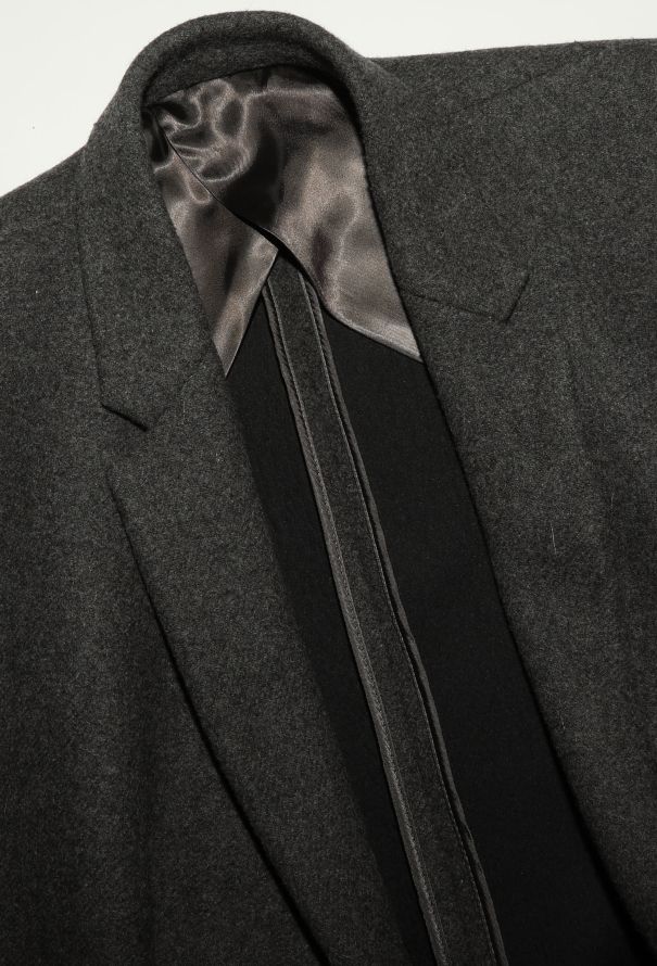 Céline 2011 Leather Trim Crombie Coat - 6 Céline 2011 Leather Trim Crombie Coat - 6