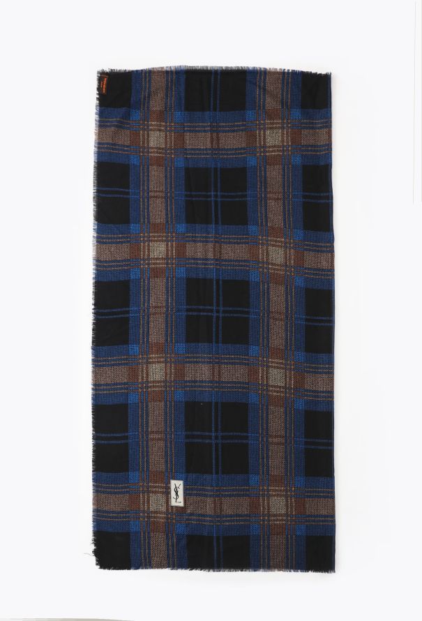 Saint Laurent '70s Fringed Plaid Scarf - 2 Saint Laurent '70s Fringed Plaid Scarf - 2