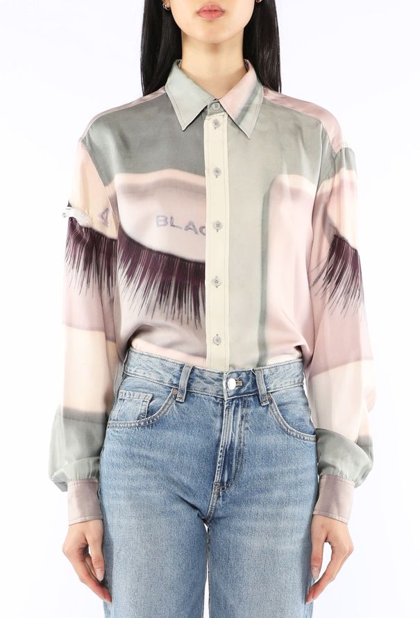 Céline Eyelash Print Button Down Top, 2018 - 3