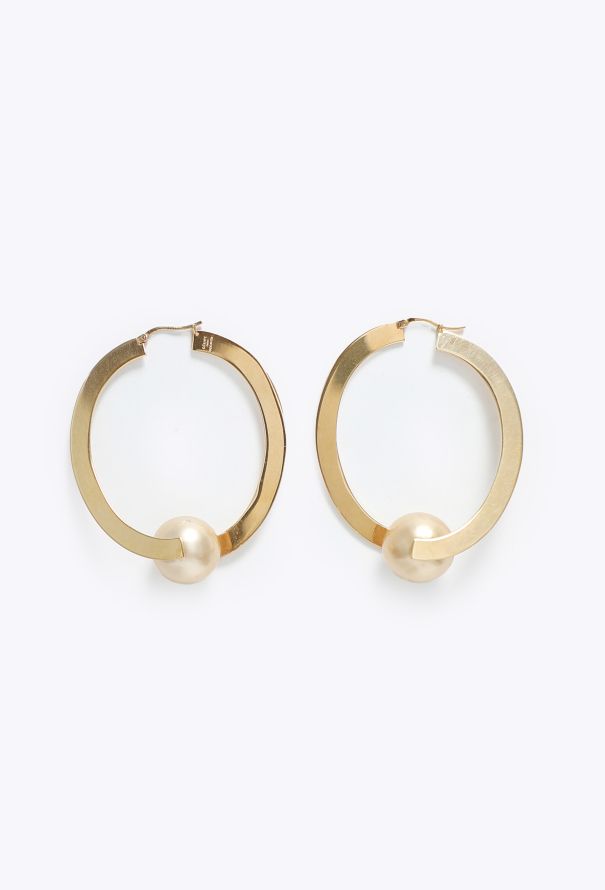 Céline 2014 Flat Hoop Pearl Earrings - 1