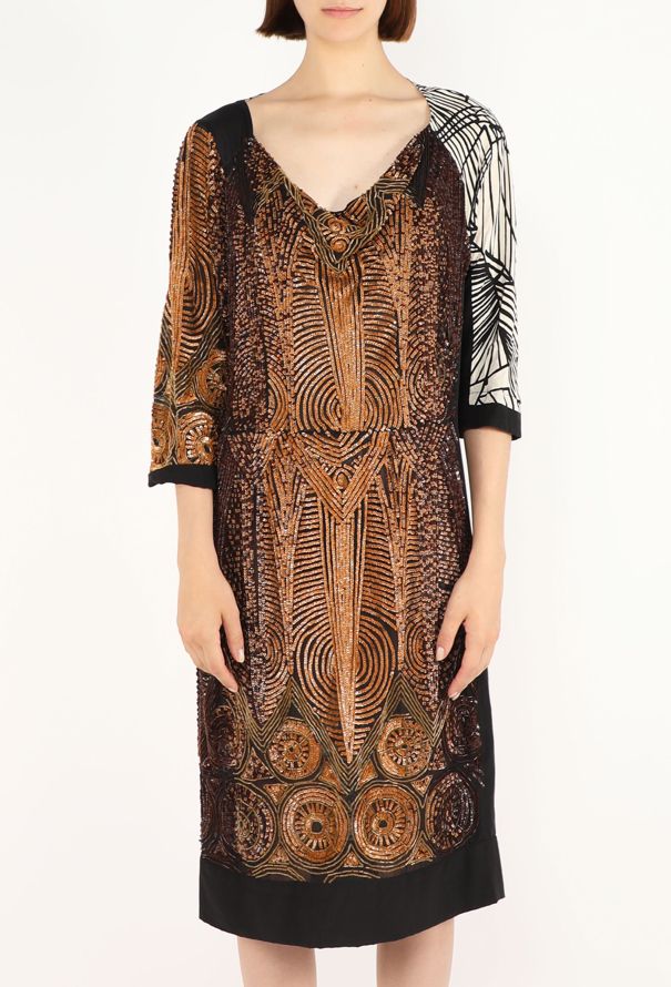 Dries Van Noten Sequin Embroidered Silk Dress - 3