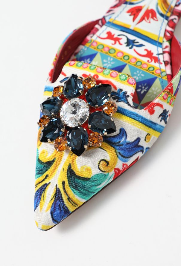 Dolce & Gabbana 2016 'Maiolica' Embellished Slingbacks - 4