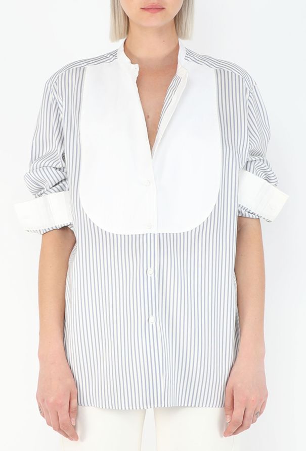 Loewe Silk Pinstripe Bib Shirt - 4