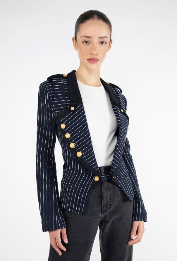 Balenciaga ICONIC S/S 2005 Pinstripe Nautical Jacket - 3