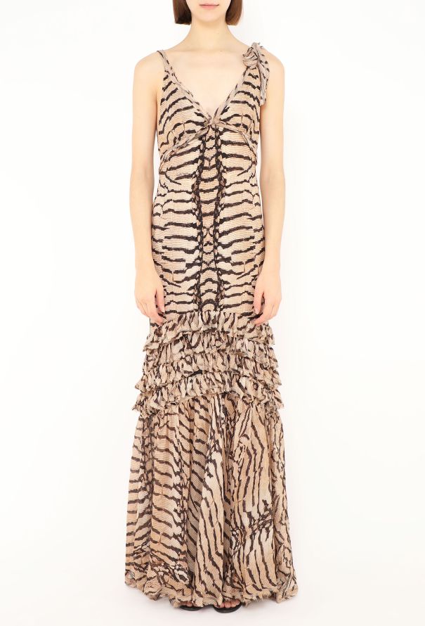 Roberto Cavalli 2004 Tiger Printed Crêpe Gown - 2