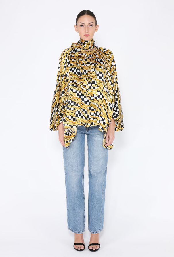 Balenciaga 2019 Chainlink Printed Silk Blouse - 2