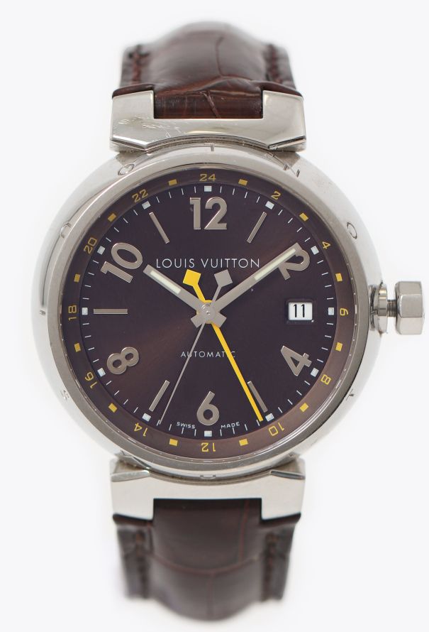 Louis Vuitton Steel Tambour GMT Q1131 Watch - 2 Louis Vuitton Steel Tambour GMT Q1131 Watch - 2