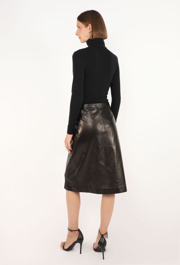 Gucci Belted Leather Skirt, Late 1990s - 4
