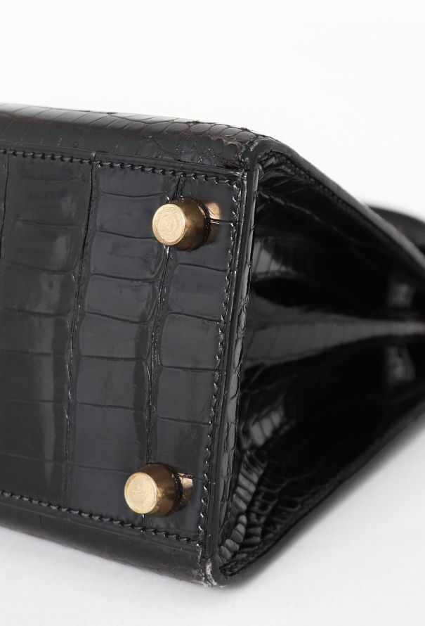 Hermès RARE '90s Mini  Kelly 20 Sellier Black Porosus - 12 Hermès RARE '90s Mini  Kelly 20 Sellier Black Porosus - 12