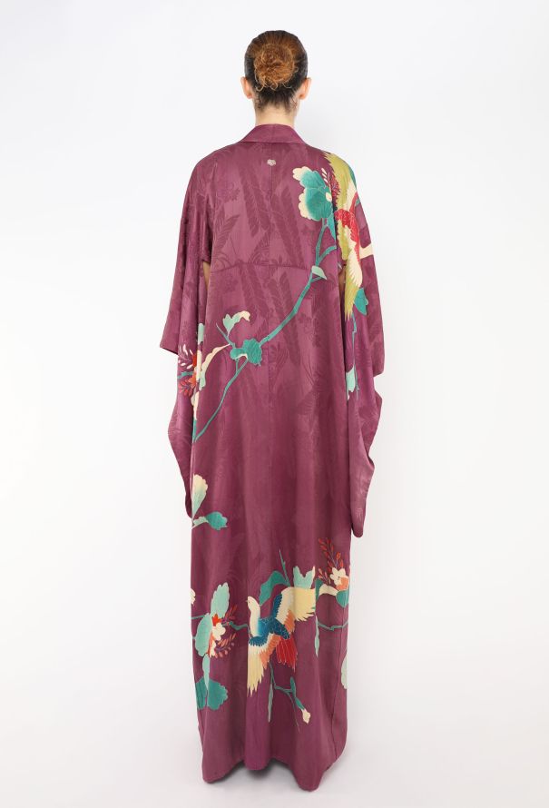 World Treasures Authentic Japanese Purple Floral Jacquard Kimono - 5 World Treasures Authentic Japanese Purple Floral Jacquard Kimono - 5