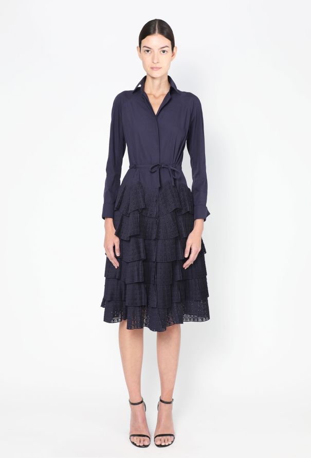 Alaïa Laser-Cut Ruffled Poplin Dress - 5 Alaïa Laser-Cut Ruffled Poplin Dress - 5