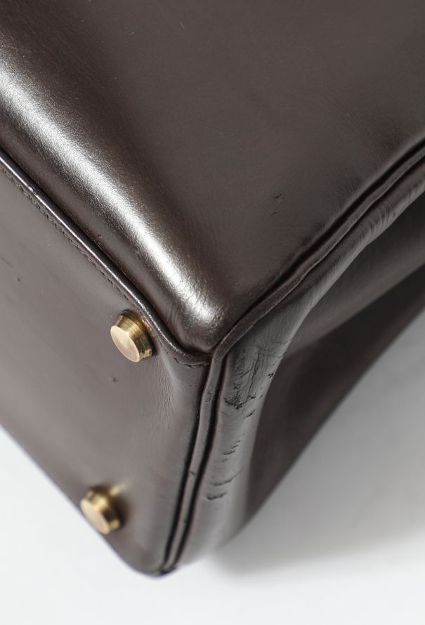 Hermès Vintage Chocolate Box Calfskin Kelly 32