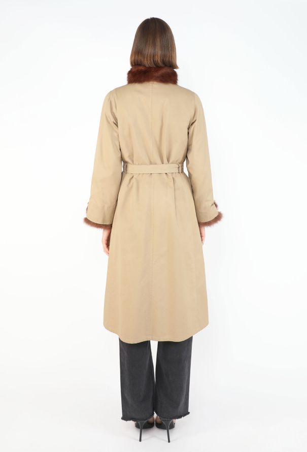 Saint Laurent Fur-Lined Belted Trench Coat, 1970s - 6