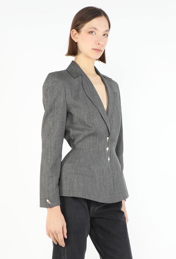 Thierry Mugler '90s Sculpted Cinched Blazer - 3