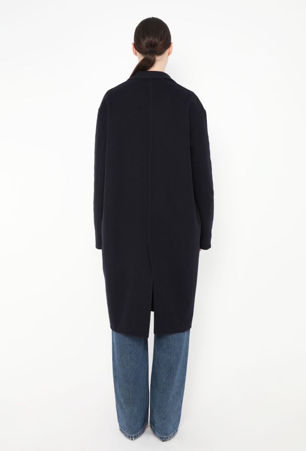 Céline Navy Cashmere Cocoon Coat - 4