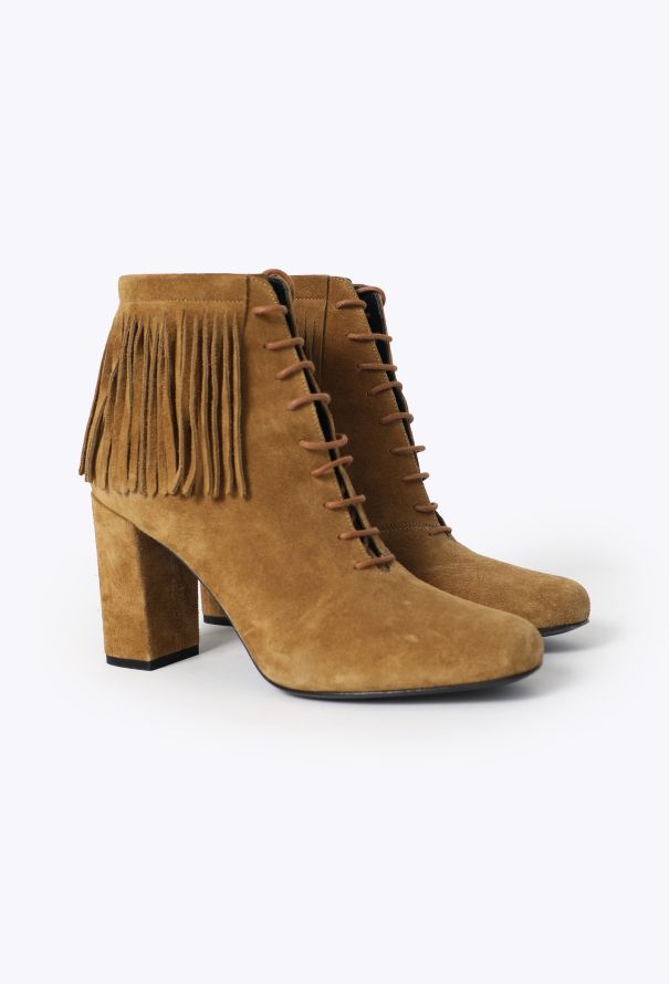 Saint Laurent 2015 Fringe Suede Ankle Boots - 2
