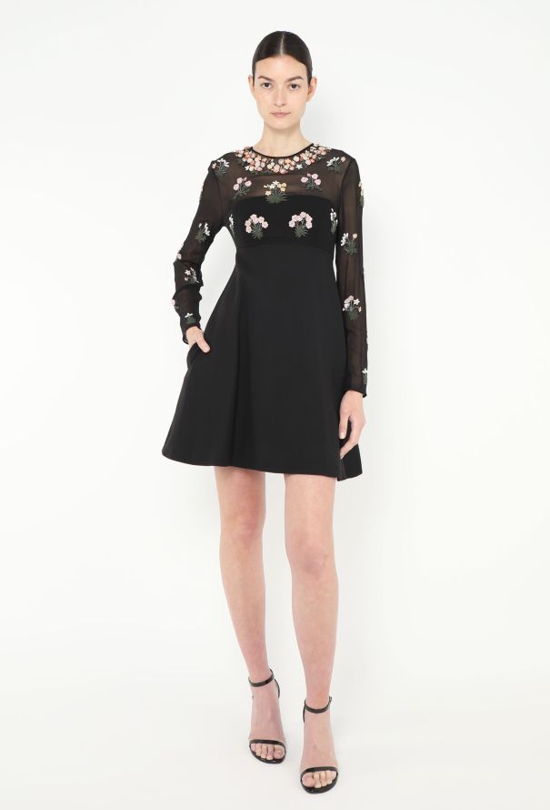 Valentino Floral Beaded A-Line Dress - 3 Valentino Floral Beaded A-Line Dress - 3