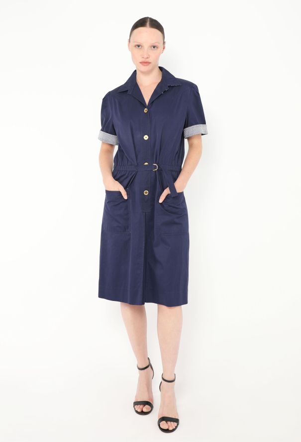 Céline '70s Belted Poplin Gingham Dress - 1