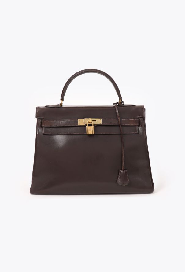 Hermès Vintage Brown Box Kelly Retourné 32 - 1