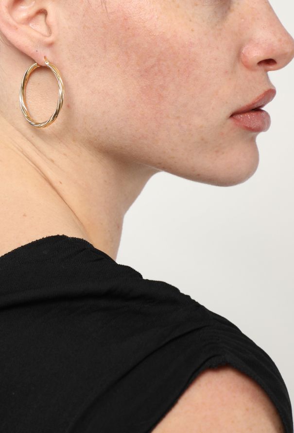 Vintage Fine Jewelry 18k Yellow Gold Twisted Hoop Earrings - 4