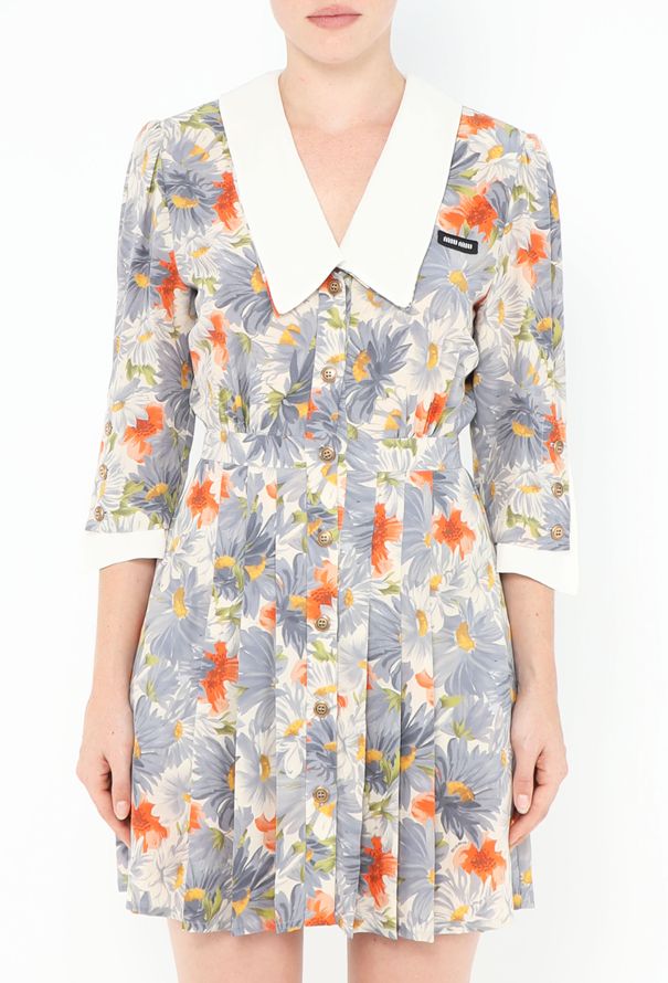 Miu Miu 2024 Pleated Floral Crêpe Dress - 3