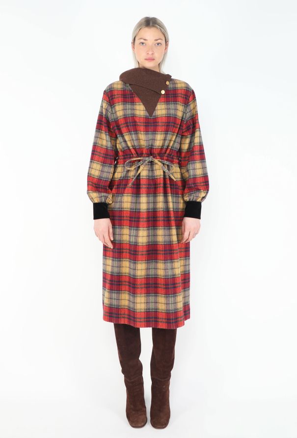 Gucci Tartan Ribbed Trim Dress - 3