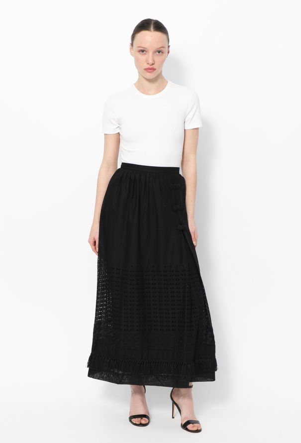 Jupe Longue en illets a Franges Authentique Vintage ReSee