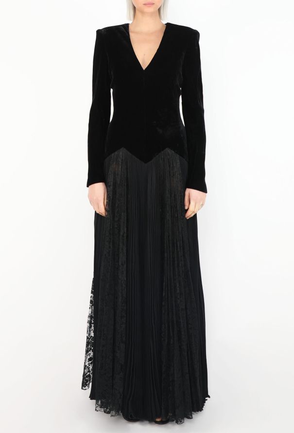 Basque Velvet & Pleated Lace Gown - 3