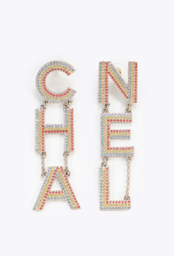 Chanel 2023 Strass Logo Drop Earrings - 1