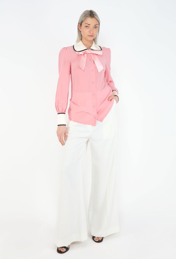 Gucci 2017 Claudine Crêpe de Chine Blouse - 3