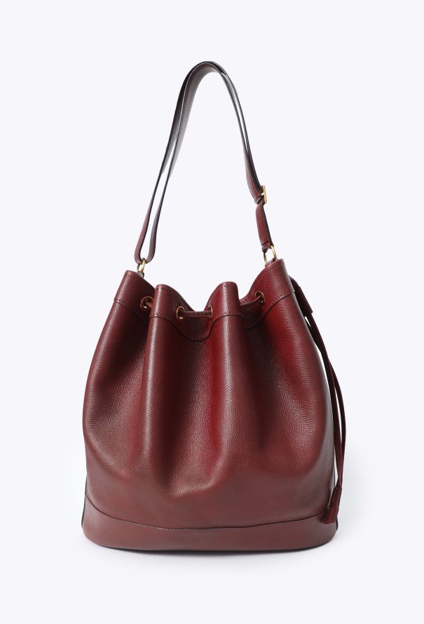 Hermès '90s Burgundy Courchevel Market Bag - 1
