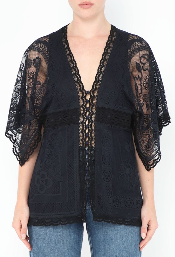 Chloé 2018 Angel-Sleeve Lace Top - 1