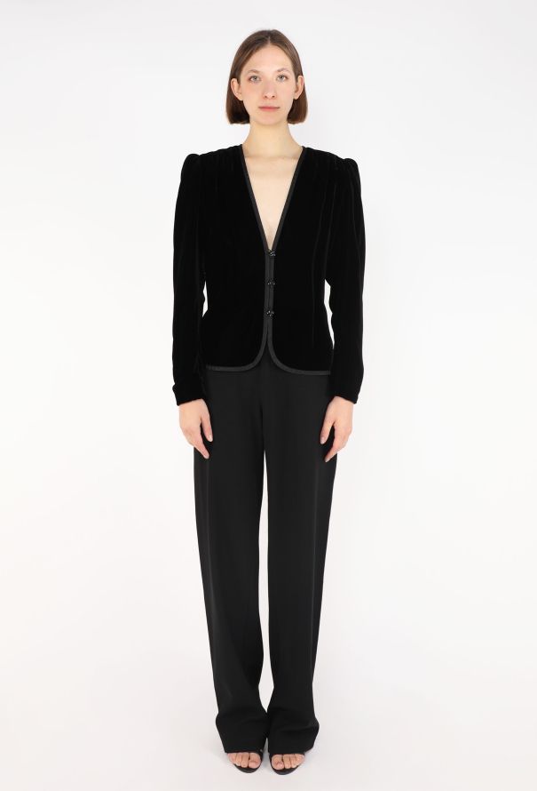 Saint Laurent Velvet Collarless Jacket, 1980 - 2