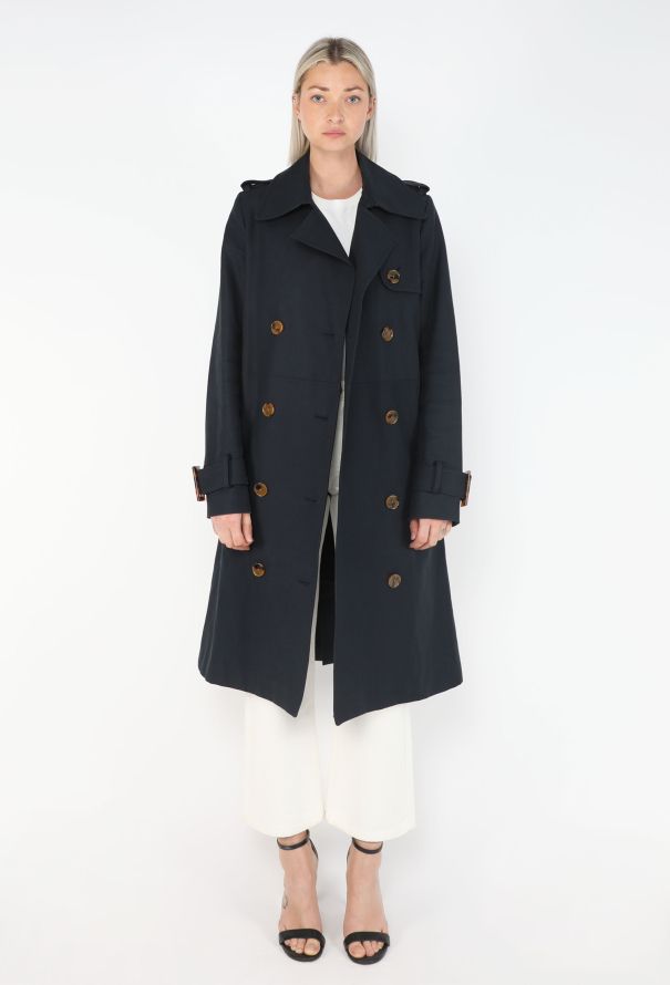 Khaite Navy Gabardine Belted Trench - 2