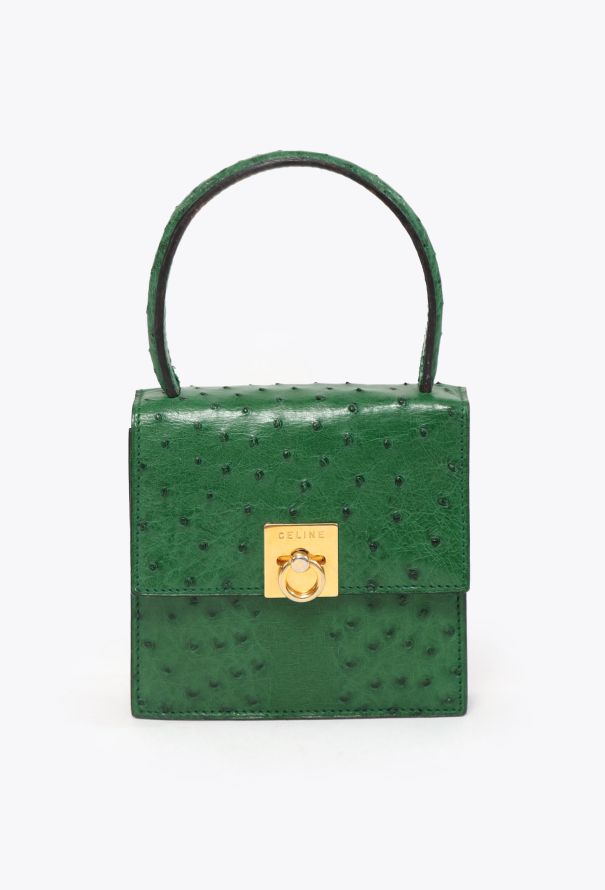 Céline Vintage Small Ostrich Top Handle Bag - 1