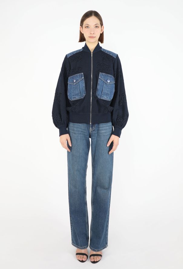 Chanel S/S 2018 Camélia Denim Bomber Jacket - 4