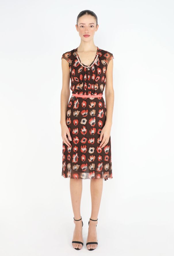 Prada F/W 2000 Poppy Chiffon Dress - 1