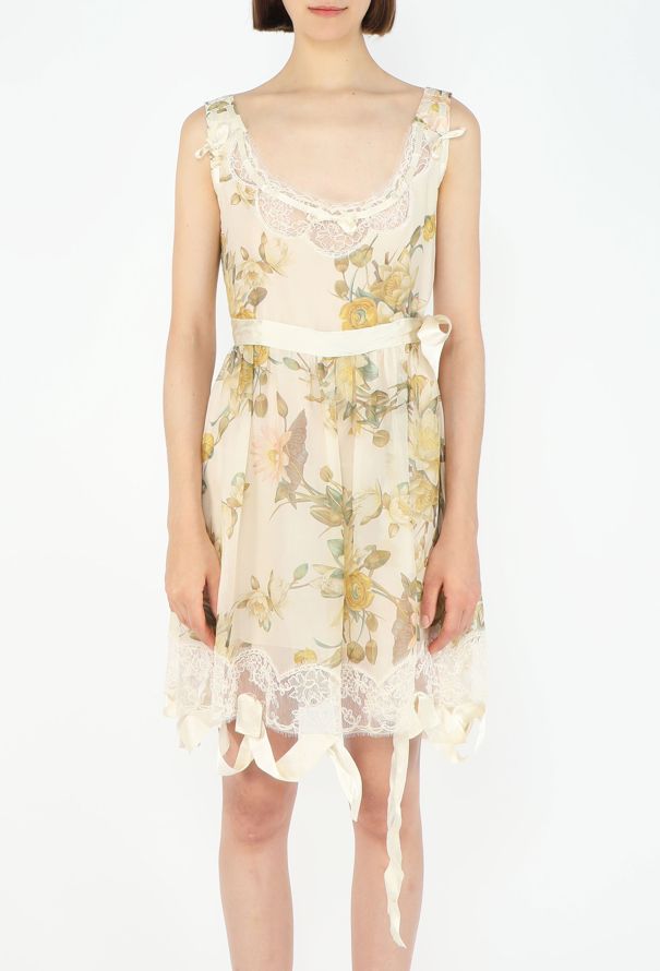 Dior S/S 2005 Lotus Lace Trim Silk Dress - 3