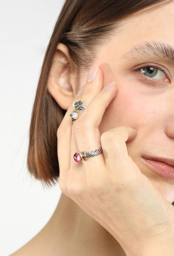 David Yurman 14K Yellow Gold & Tourmaline Sterling Cable Ring - 4