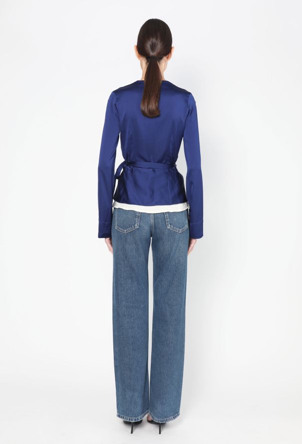 Céline Charmeuse Silk Wrap Blouse - 4 Céline Charmeuse Silk Wrap Blouse - 4