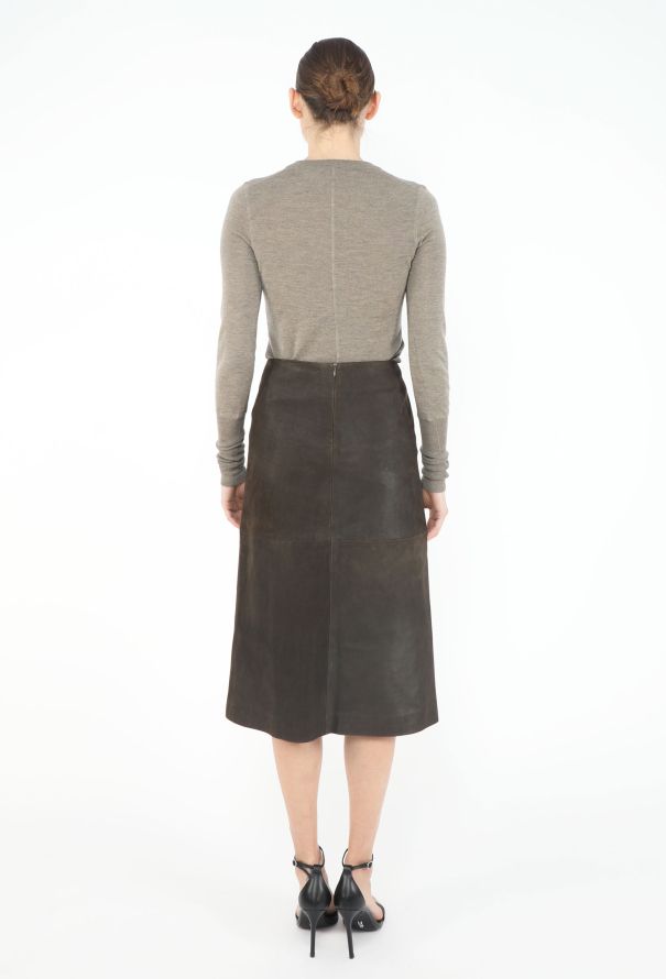 Jil Sander Late '90s Suede Slit Skirt - 4