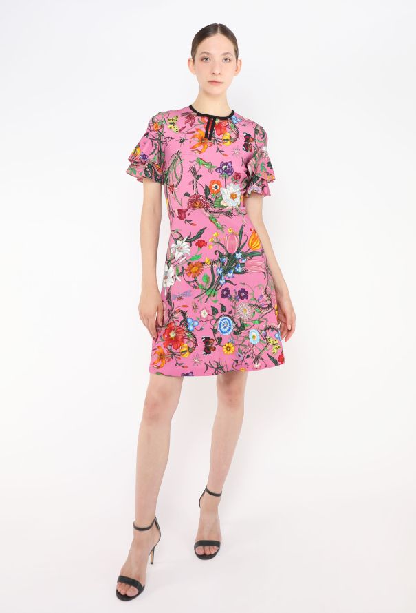 Gucci Floral Print Bowtie Dress - 3
